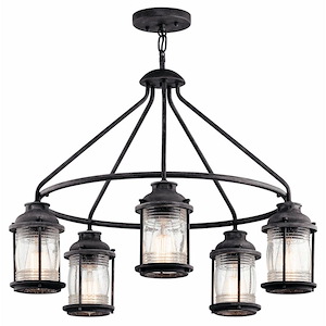 Dunlin Down-5 light Outdoor Chandelier-with Lodge/Country/Rustic inspirations-20 inches tall by 26 inches wide - 1229899
