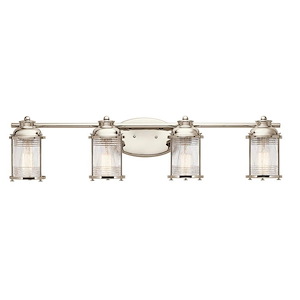 4 Light Bathroom Light Fixture Approved for Damp Locations-with Lodge/Country/Rustic inspirations-33.75 inches wide - 1229985