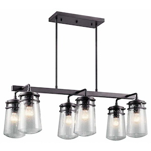 Cranleigh Mead - 6 light Outdoor Linear Chandelier - with Coastal inspirations - 13.75 inches tall by 17 inches wide