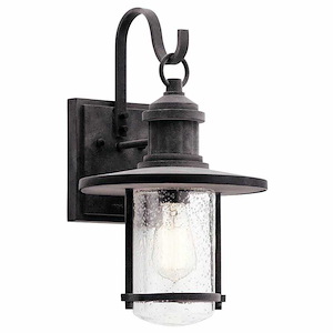 Charles Pleasant-Lodge/Country/Rustic 1 Light Outdoor Wall Sconce-with Coastal inspirations-16.75 inches tall by 9.5 inches wide - 1230377