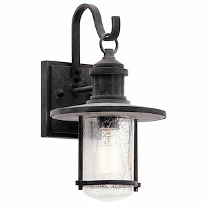 Charles Pleasant-Lodge/Country/Rustic Outdoor Wall Sconce-with Coastal inspirations-14.25 inches tall by 8 inches wide