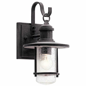 Charles Pleasant-Lodge/Country/Rustic 1 Light Outdoor Wall Sconce-with Coastal inspirations-12.5 inches tall by 6.75 inches wide - 1230286