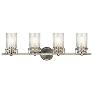Corfe Mount - 4 Light Vanity Light Approved for Damp Locations - with Vintage Industrial inspirations - 10 inches tall by 32.25 inches wide - 1229444