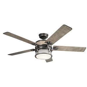 Stirling Cloisters - Ceiling Fan with Light Kit - with Utilitarian inspirations - 16.5 inches tall by 60 inches wide
