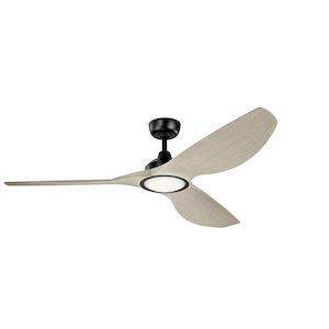 3-Blade Ceiling Fan with Light Kit in Satin Black Powder Coat with Propeller Single-Mold Blade Design 65 inches W x 14.5 inches H