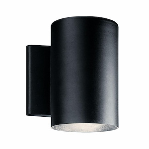 1 Light LED Small Outdoor Cylinder Wall Lantern in Utilitarian Style with Textured Black Finish-7 Inches H x 5 Inches W