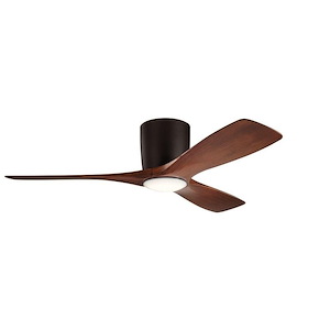 3-Blade Hugger Ceiling Fan with Walnut Bladeswith Frosted White Polycarbonate LED Lights 48 inches W x 10.25 inches H