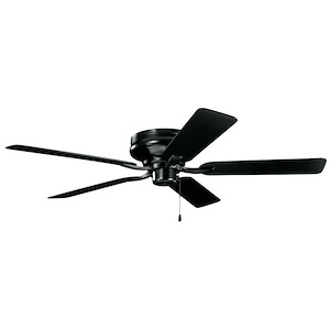 Farmhouse Hugger-Style 5-Blade Ceiling Fan in Satin Black Finish with Pull Chain Control 52 inches W x 8 inches H
