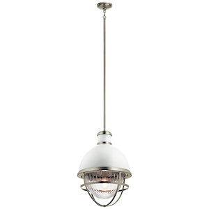 Coastal Traditional Farmhouse One Light Chandelier in Brushed Nickel Finish - 1230984