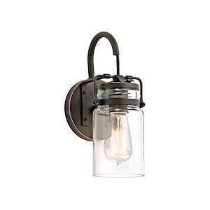 Corfe Mount - 1 light Wall Bracket - with Vintage Industrial inspirations - 11.5 inches tall by 5 inches wide - 1231189