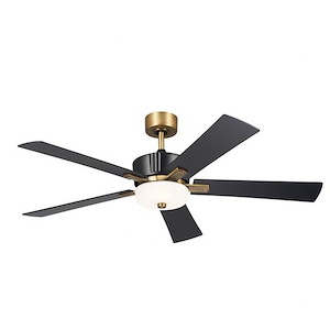 Tachbrook Park Drive - 5 Blade Ceiling Fan with Light Kit In Art Deco Style-16.5 Inches Tall and 56 Inches Wide