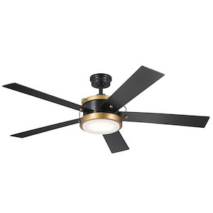Sarisbury Close - 5 Blade Ceiling Fan with Light Kit In Industrial Style-14.5 Inches Tall and 56 Inches Wide