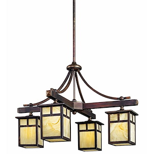 Burghley Retreat-4 light Chandelier-with Arts and Crafts/Mission inspirations-17 inches tall by 25 inches wide - 1231639