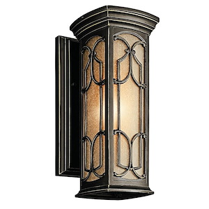 Aluminum 1 Light Wall Sconce in Traditional Style with Light Umber Etched Seedy Glass-14.5 Inches H x 5.5 Inches W - 1231616