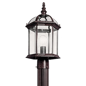 Furze Green - 10W 1 LED Outdoor Post Lantern - with Traditional inspirations - 18 inches tall by 9.75 inches wide - 1230741