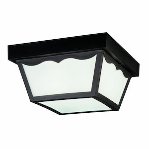 2 light Outdoor Flush Mount - with Utilitarian inspirations - 5.5 inches tall by 10.5 inches wide - 1231809