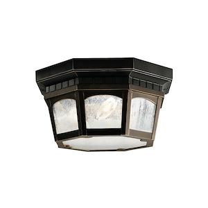 Bryony Glas - 3 light Outdoor Flush Mount - with Traditional inspirations - 6.25 inches tall by 12.25 inches wide - 1229770