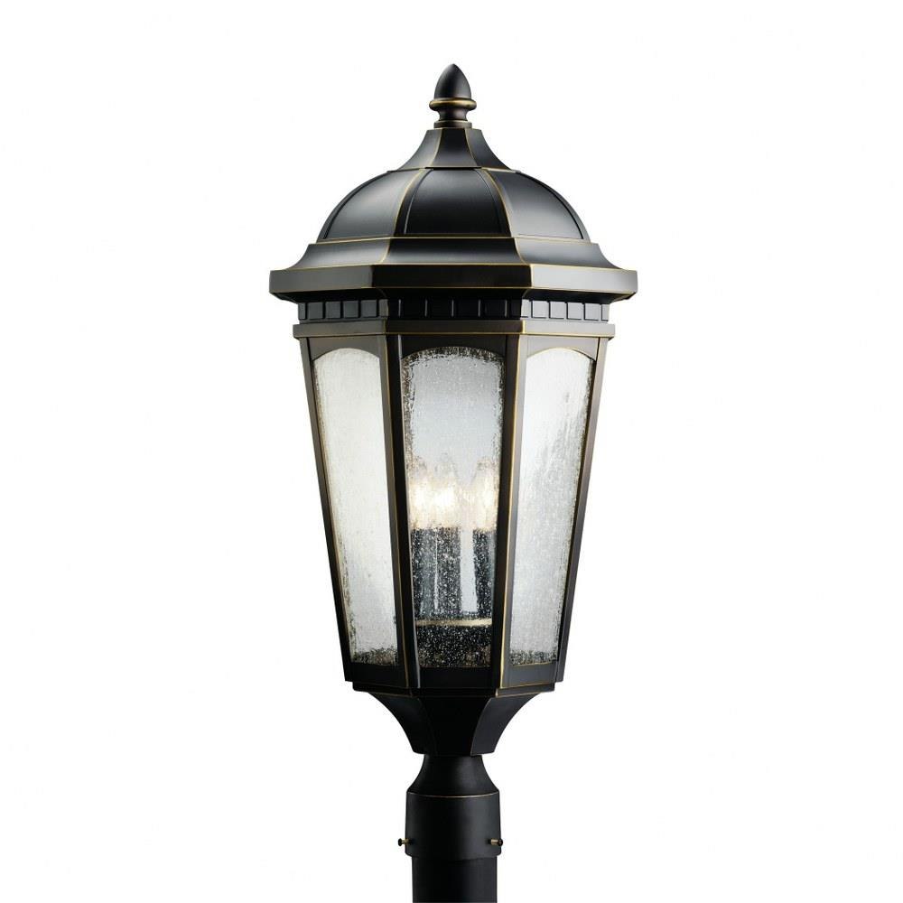 Bailey Street Home 147-BEL-1001334 Bryony Glas - 3 light Outdoor Post Mount - with Traditional inspirations - 27 inches tall by 12.25 inches wide