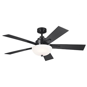Bell Hollies - 5 Blade Ceiling Fan with Light Kit In Art Deco Style-17.5 Inches Tall and 52 Inches Wide
