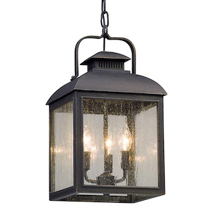 Gold Cliff - 3 Light Outdoor Medium Hanging Lantern - 10 Inches Wide by 17.75 Inches High