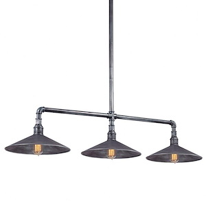 Industrial Three Light Chandelier in Old Silver Finish - 1232979