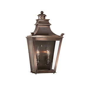 Pine Tree Bank - 2 Light Outdoor Pocket Lantern - 11.25 Inches Wide by 20.25 Inches High