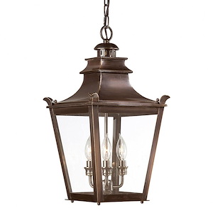 Pine Tree Bank - 3 Light Outdoor Hanging Lantern - 11.25 Inches Wide by 21 Inches High