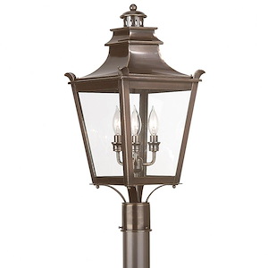 Pine Tree Bank - 3 Light Outdoor Post Lantern - 11.25 Inches Wide by 25 Inches High