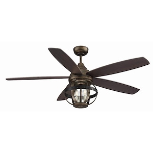 5 Blade Ceiling Fan with Light Kit-Transitional Style with Farmhouse and Transitional Inspirations-16.1 inches tall by 52 inches wide - 1269723