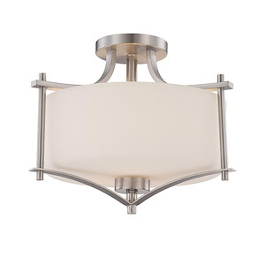 2 Light Semi-Flush Mount-Transitional Style with Contemporary and Traditional Inspirations-12 inches tall by 15 inches wide - 1096521