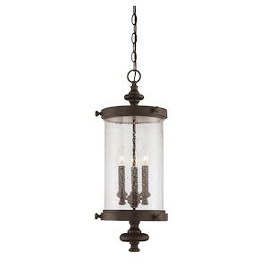 3 Light Outdoor Hanging Lantern-Transitional Style with Rustic and Modern Farmhouse Inspirations-25 inches tall by 9 inches wide - 1233031