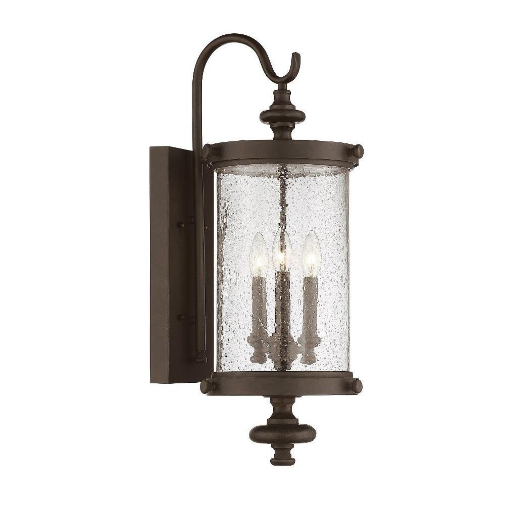 Bailey Street Home 159-BEL-1900610 3 Light Outdoor Wall Lantern-Transitional Style with Rustic and Modern Farmhouse Inspirations-26 inches tall by 9 inches wide