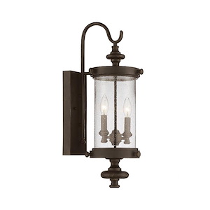 2 Light Outdoor Wall Lantern-Transitional Style with Rustic and Modern Farmhouse Inspirations-24 inches tall by 7.5 inches wide - 1233112