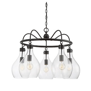 5 Light Chandelier-Industrial Style with Rustic and Farmhouse Inspirations-20 inches tall by 28 inches wide - 1233191