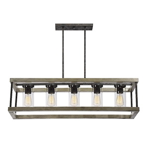 5 Light Outdoor Chandelier-Modern Farmhouse Style with Rustic and Country French Inspirations-13 inches tall by 13 inches wide - 1233273