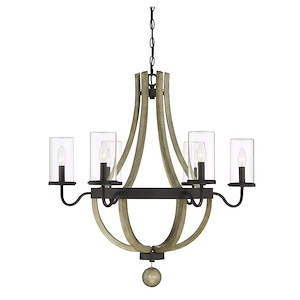 6 Light Outdoor Chandelier-Modern Farmhouse Style with Rustic and Country French Inspirations-30.5 inches tall by 29 inches wide - 1233290