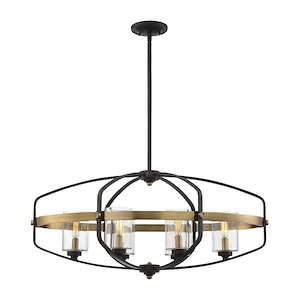 6 Light Linear Chandelier-Bohemian Style with Eclectic and Scandinavian Inspirations-20.75 inches tall by 32.25 inches wide