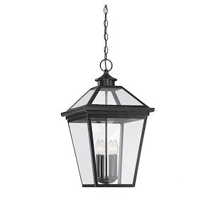 4 Light Outdoor Hanging Lantern-Modern Farmhouse Style with Rustic and Transitional Inspirations-25 inches tall by 14 inches wide - 1051576