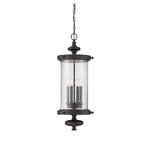 4 Light Outdoor Hanging Lantern-Transitional Style with Rustic and Modern Farmhouse Inspirations-30 inches tall by 12.5 inches wide - 1233453