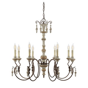 8 Light Chandelier-Shabby Chic Style with Farmhouse and Rustic Inspirations-30 inches tall by 34 inches wide - 1233459
