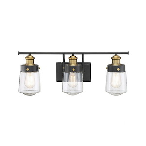 3 Light Bathroom Light Fixture-Industrial Style with Farmhouse and Rustic Inspirations-9.75 inches tall by 24 inches wide - 1233400