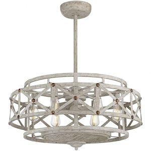 6-Light LED Fandelier in Provence Finish with Gold accentswith 3-Blade Fan in Wide Frame 29.5 inches W x 15.25 inches H