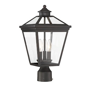 3 Light Outdoor Post Lantern-Modern Farmhouse Style with Rustic and Transitional Inspirations-17.5 inches tall by 9 inches wide - 1051575