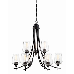 9 Light Chandelier-Transitional Style with Contemporary and Bohemian Inspirations-28.5 inches tall by 30 inches wide - 1096565