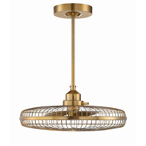 Classic Cage Frame 3-Blade Ceiling Fan in Warm Brass Finish with Gold Metal Blades 26 inches W x 8.5 inches H