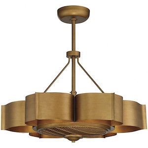 Bohemian Design 36W 6 LED Fan in Gold Patina Finish with 3 Blade in Metal Frame 31 inches W x 11.88 inches H