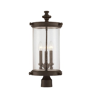 3 Light Outdoor Post Lantern-Transitional Style with Rustic and Modern Farmhouse Inspirations-22 inches tall by 9 inches wide - 1233123