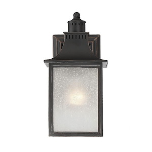 1 Light Farmhouse Steel Outdoor Wall Lantern with Pale Cream Seeded Glass-11.5 Inches H by 5.5 Inches W - 1096430