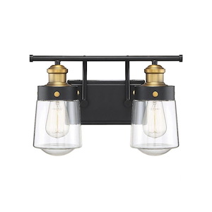 2 Light Bathroom Light Fixture-Industrial Style with Farmhouse and Rustic Inspirations-9.75 inches tall by 14.5 inches wide - 1233507