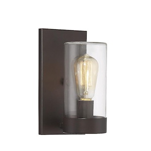 1 Light Outdoor Wall Sconce-Farmhouse Style with Industrial and Craftsman Inspirations-9.88 inches tall by 5.13 inches wide